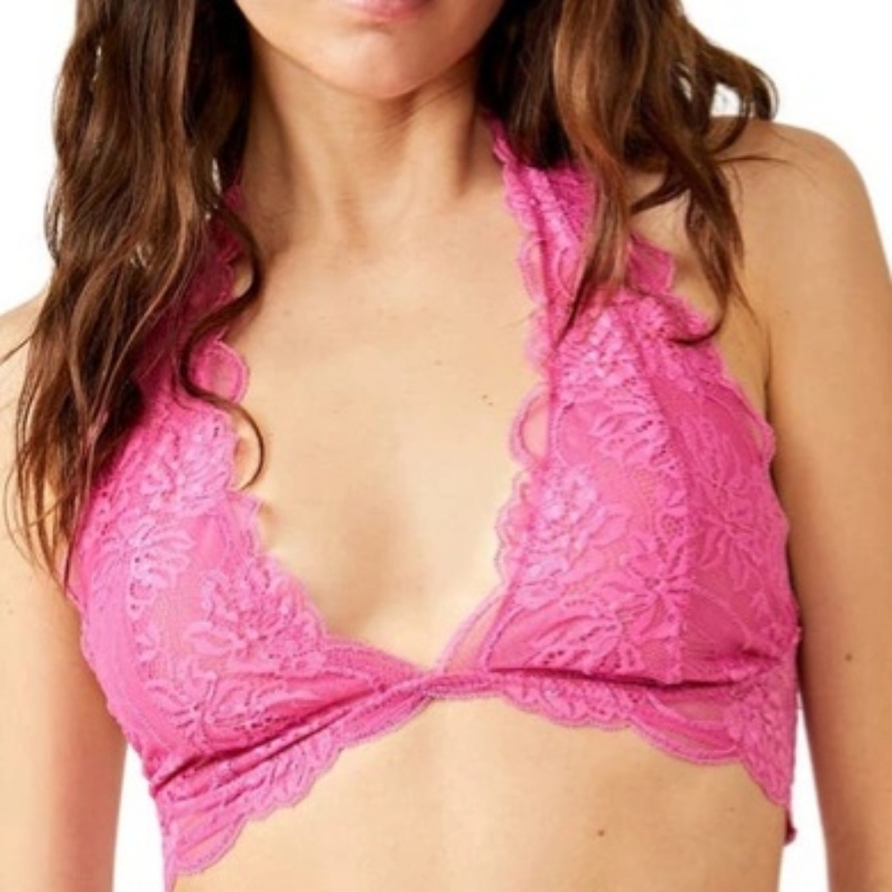 🎀FREE PEOPLE LAST DANCE LACE HALTER BRALETTE SIZE XS